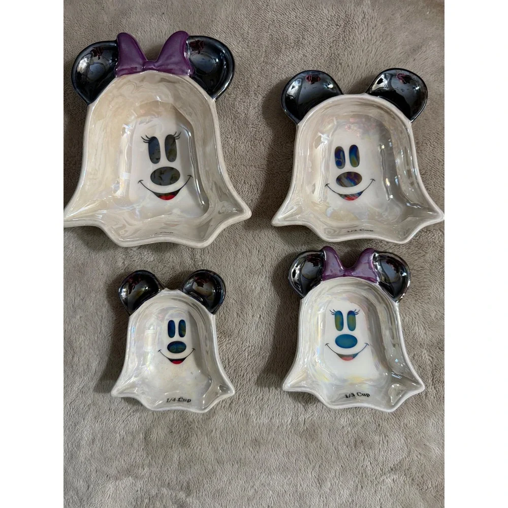Disney Mickey Minnie Mouse‎ Ghost Iridescent Measuring Cup Set 4pc Halloween